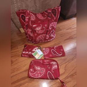 New Vera Bradley red Paisley SET